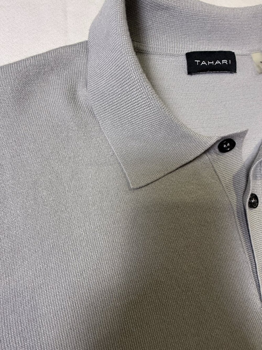 Tahari Men's Gray Knit Polo Shirt Size M